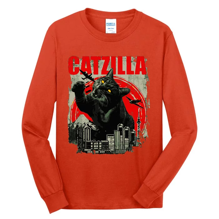 Funny Cat Catzilla Tall Long Sleeve T-Shirt