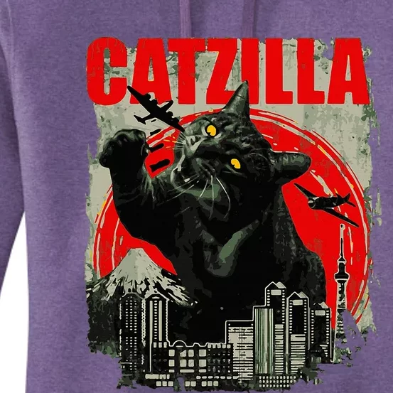 Funny Cat Catzilla Women's Pullover Hoodie