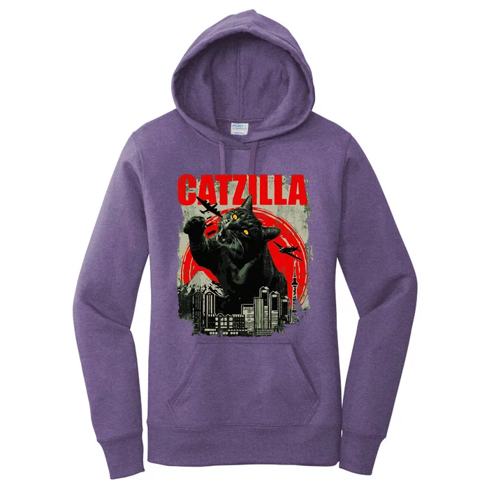 Funny Cat Catzilla Women's Pullover Hoodie