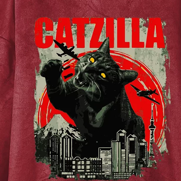 Funny Cat Catzilla Hooded Wearable Blanket