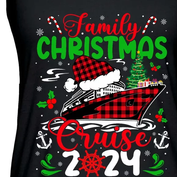 Family Christmas Cruise 2024 Plaid Cute Squad Xmas Cruising Ladies Essential Flowy Tank