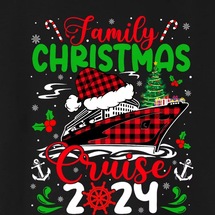 Family Christmas Cruise 2024 Plaid Cute Squad Xmas Cruising Women's Crop Top Tee