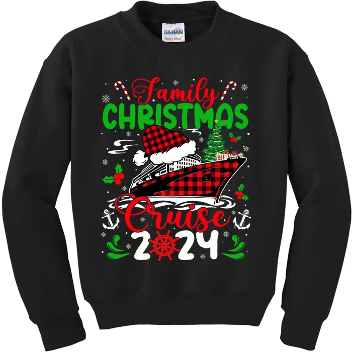 Family Christmas Cruise 2024 Plaid Cute Squad Xmas Cruising Kids Sweatshirt