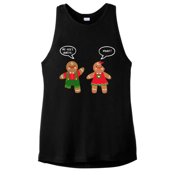 Funny Crude Christmas Humor Gingerbread Puns Slapstick Xmas Ladies Tri-Blend Wicking Tank