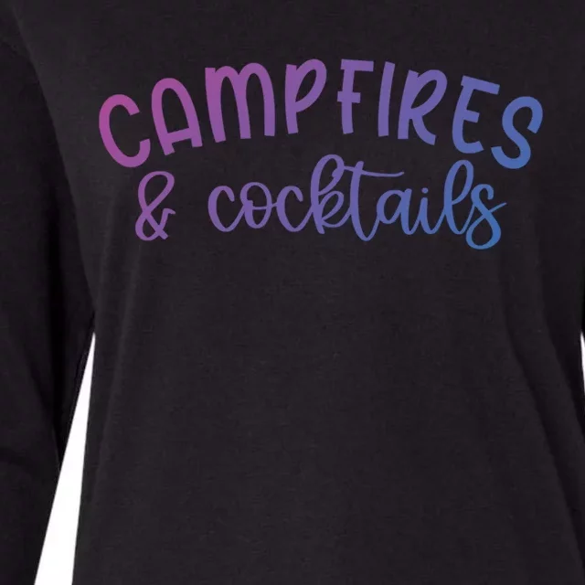 Funny Camping Campfires And Cocktails Gift Womens Cotton Relaxed Long Sleeve T-Shirt