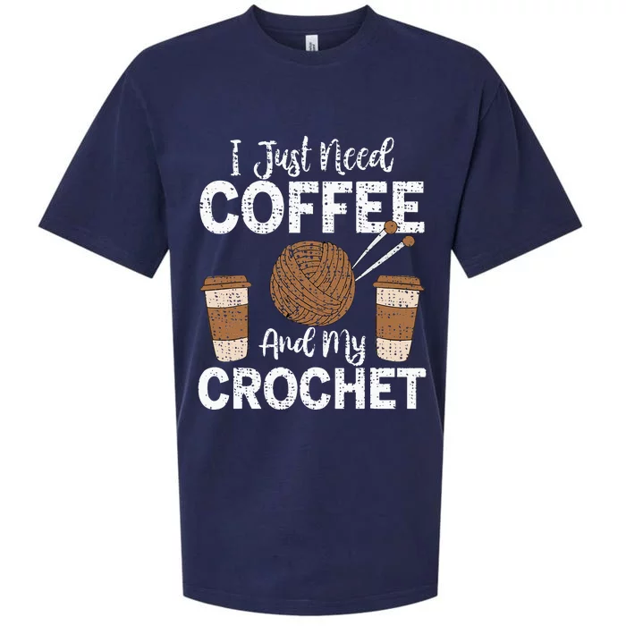 Funny Cute Crochet I Just Need Coffee And My Crochet Sueded Cloud Jersey T-Shirt