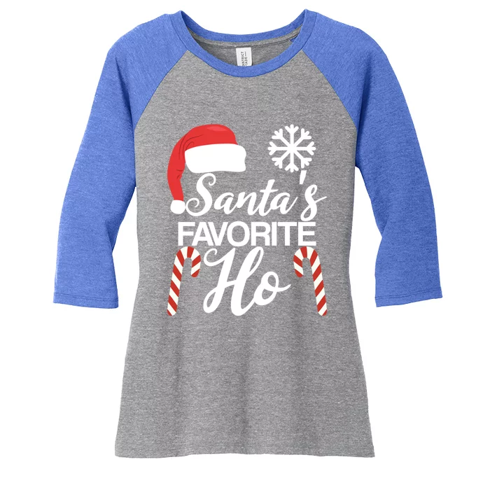 Funny Christmas Claus Family Pajama Santas Favorite Ho Gift Women's Tri-Blend 3/4-Sleeve Raglan Shirt