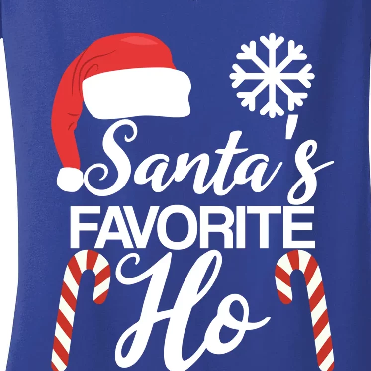 Funny Christmas Claus Family Pajama Santas Favorite Ho Gift Women's V-Neck T-Shirt