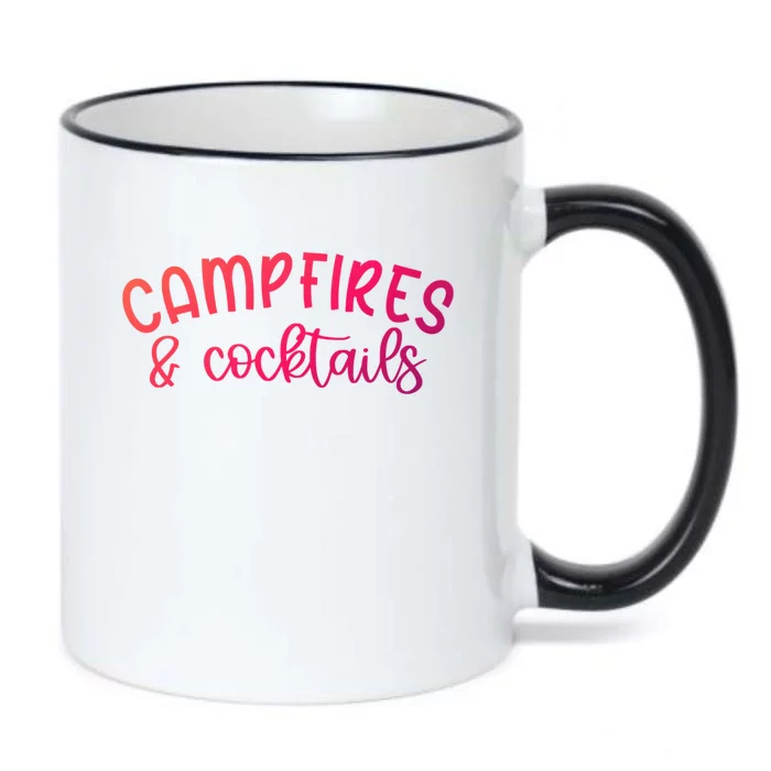 Funny Camping Campfires And Cocktails Gift Black Color Changing Mug