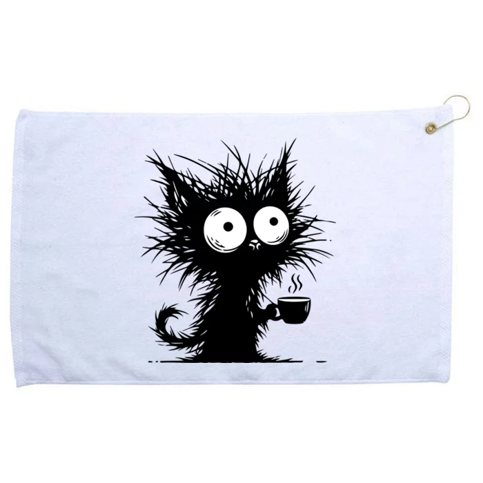 Funny Coffee Cat Lover Cat Mom Cat Dad Grommeted Golf Towel