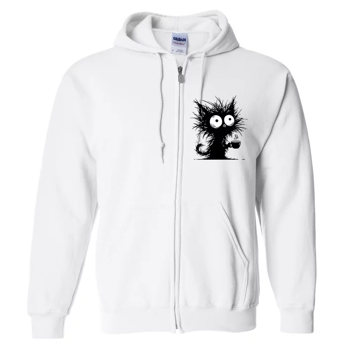 Funny Coffee Cat Lover Cat Mom Cat Dad Full Zip Hoodie