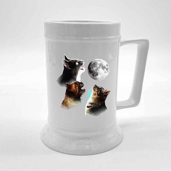 Funny Cat Cats Meowling At Moon Cat Lover Front & Back Beer Stein