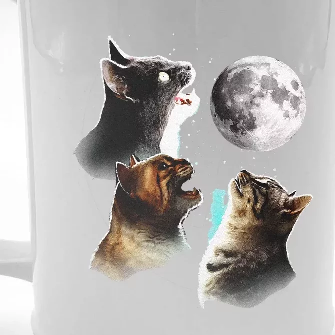 Funny Cat Cats Meowling At Moon Cat Lover Front & Back Beer Stein