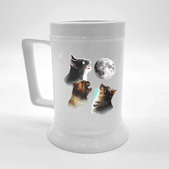 Funny Cat Cats Meowling At Moon Cat Lover Front & Back Beer Stein