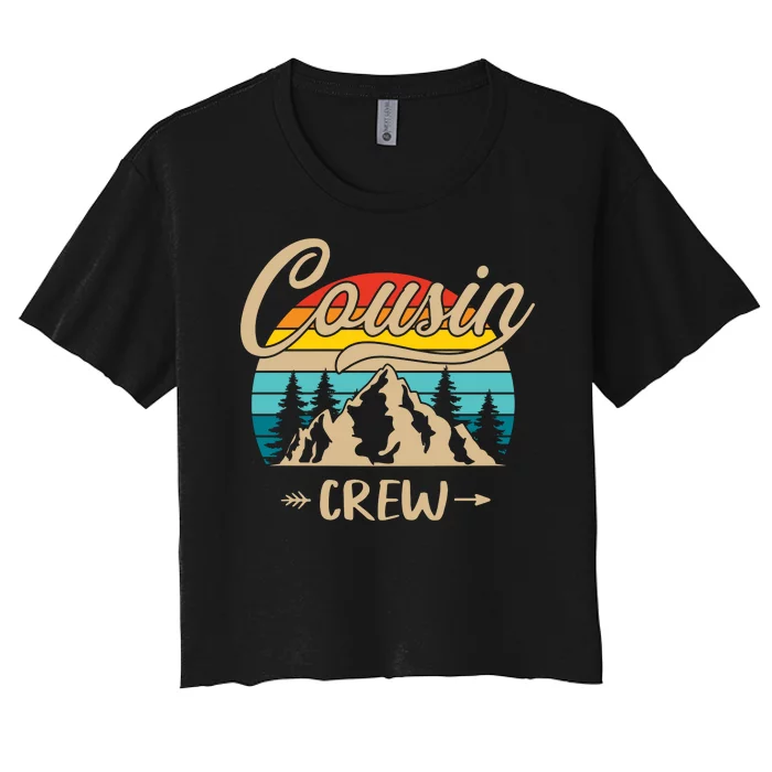 Funny Cousin Crew Family Outdoor Sunset Summer Camp Lover Women's Crop Top Tee