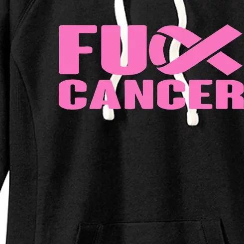 F ck Cancer Pink Ribbon Breast Cancer Awareness  Gifts Women's Fleece Hoodie