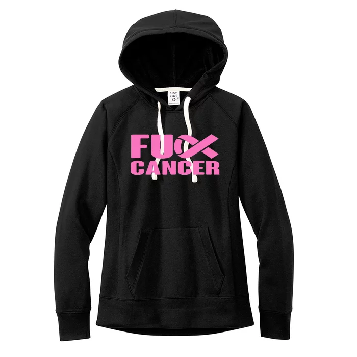 F ck Cancer Pink Ribbon Breast Cancer Awareness  Gifts Women's Fleece Hoodie