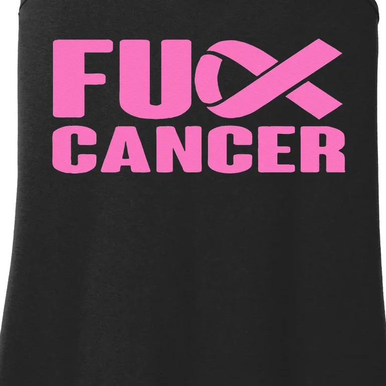 F ck Cancer Pink Ribbon Breast Cancer Awareness  Gifts Ladies Essential Tank