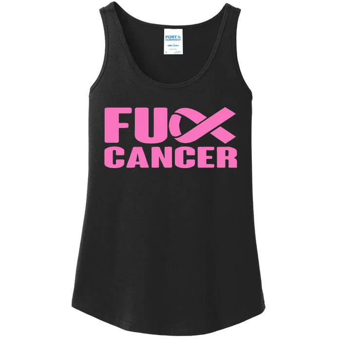 F ck Cancer Pink Ribbon Breast Cancer Awareness  Gifts Ladies Essential Tank