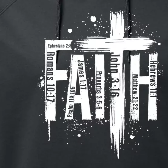 Faith Cross Christ Religious Inspirational Apparel Performance Fleece Hoodie