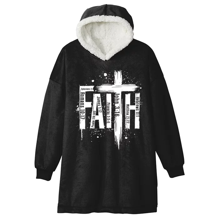 Faith Cross Christ Religious Inspirational Apparel Hooded Wearable Blanket