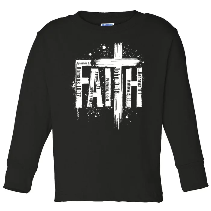 Faith Cross Christ Religious Inspirational Apparel Toddler Long Sleeve Shirt