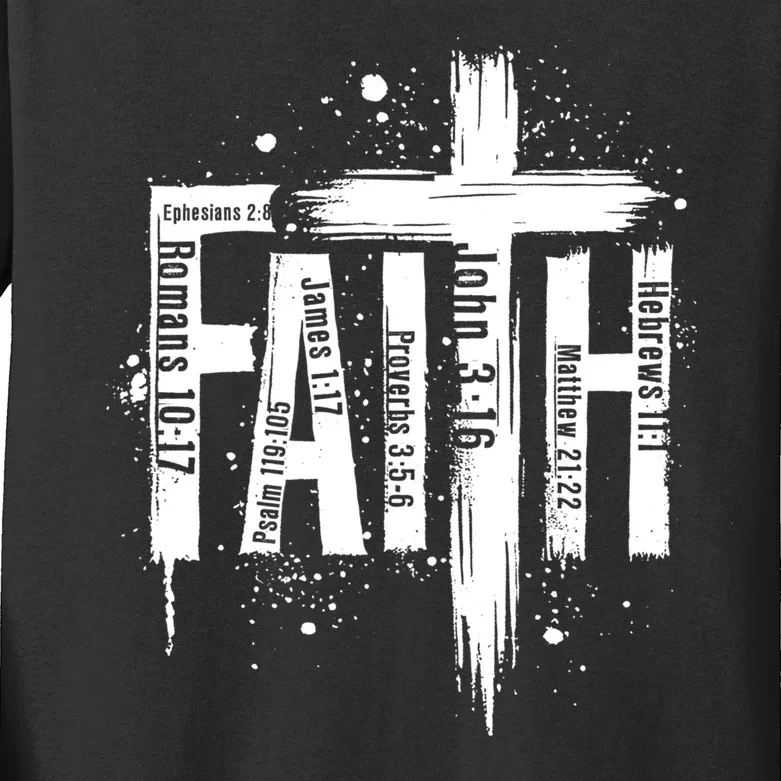 Faith Cross Christ Religious Inspirational Apparel Kids Long Sleeve Shirt