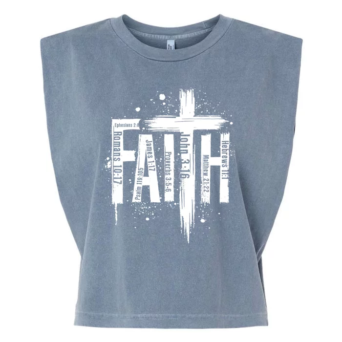 Faith Cross Christ Religious Inspirational Apparel Garment-Dyed Women's Muscle Tee