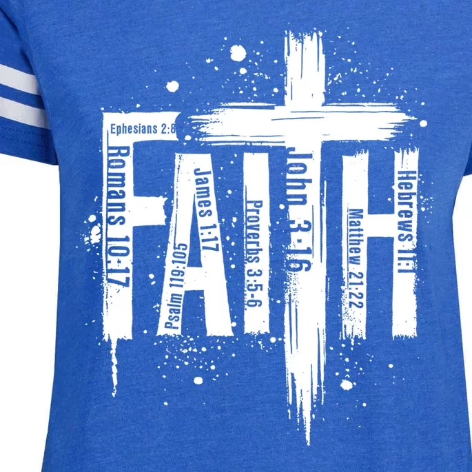 Faith Cross Christ Religious Inspirational Apparel Enza Ladies Jersey Football T-Shirt