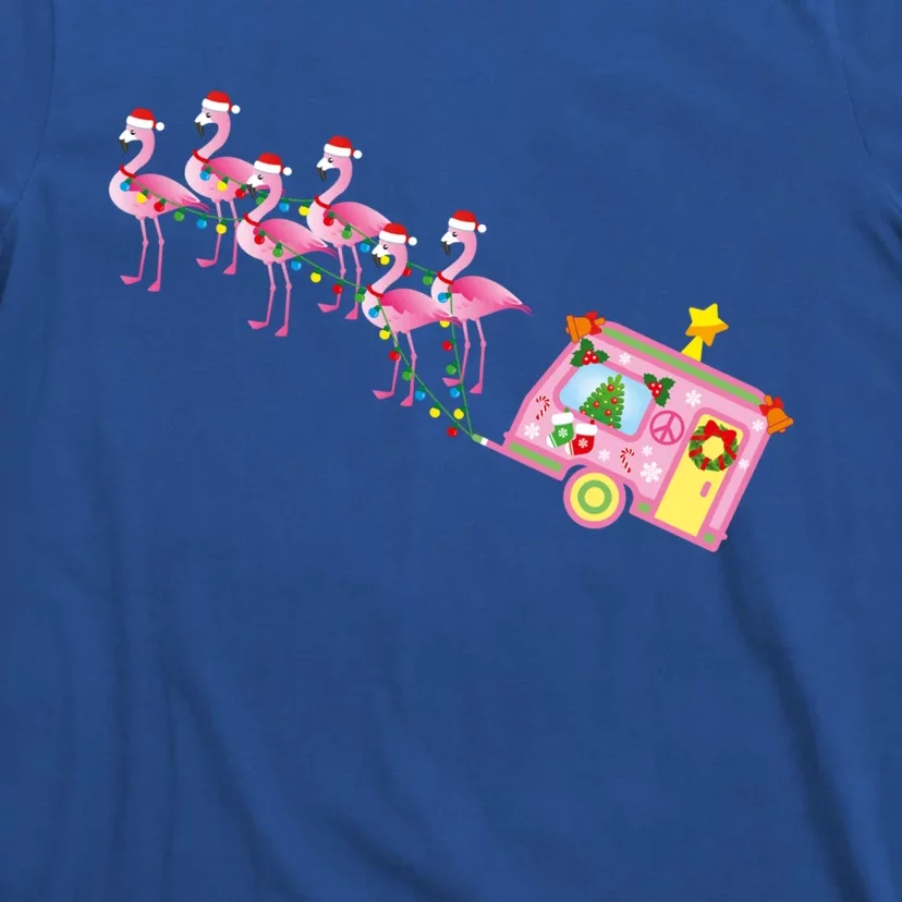 Flamingo Camper Christmas Santa Cute For Glamping Gift T-Shirt