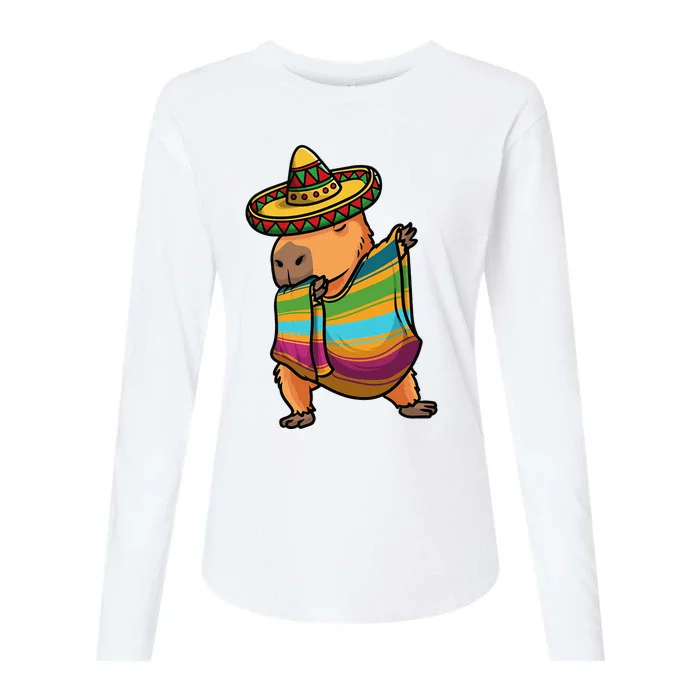 Funny Capybara Cinco De Mayo Rodent Dab Mexican Gift Womens Cotton Relaxed Long Sleeve T-Shirt