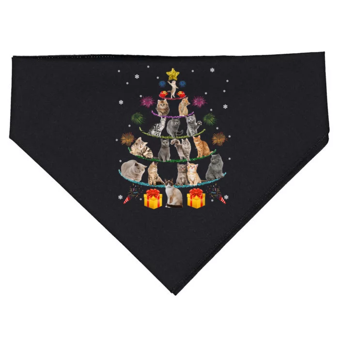 Funny Cats Christmas Tree Meowy Xmas Cats Tree Lights Gift USA-Made Doggie Bandana