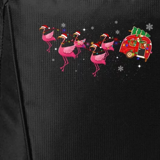 Flamingo Camper Christmas Santa Hat Glamping Xmas Celebrate Gift City Backpack