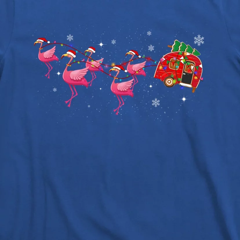 Flamingo Camper Christmas Santa Hat Glamping Xmas Celebrate Gift T-Shirt