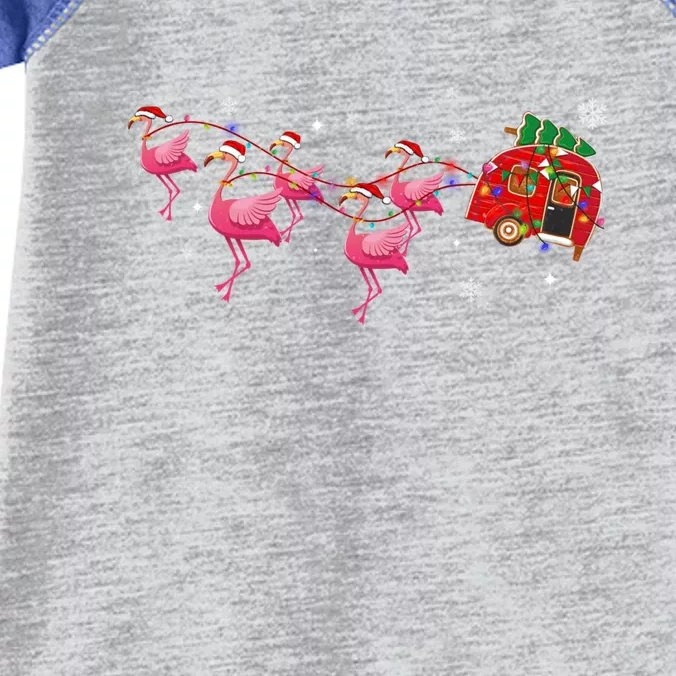 Flamingo Camper Christmas Santa Hat Glamping Xmas Celebrate Gift Infant Baby Jersey Bodysuit