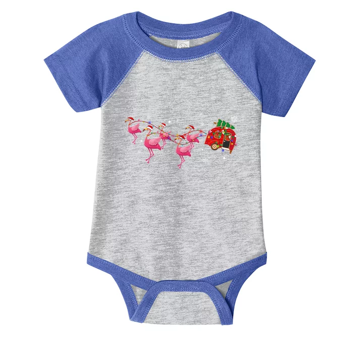 Flamingo Camper Christmas Santa Hat Glamping Xmas Celebrate Gift Infant Baby Jersey Bodysuit