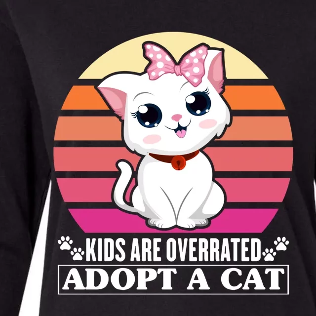 Funny Cute Cat Dad Cat Mom Are Overrated Adopt A Cat Gift Womens Cotton Relaxed Long Sleeve T-Shirt