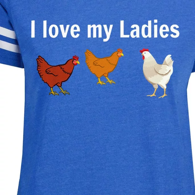 Funny Chicken Chicken Farmers I Love My Ladies Enza Ladies Jersey Football T-Shirt