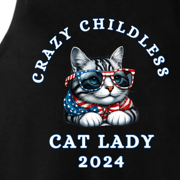 Funny Childless Crazy Cat Lady 2024 Crazy Cat Lady Funny Ladies Tri-Blend Wicking Tank