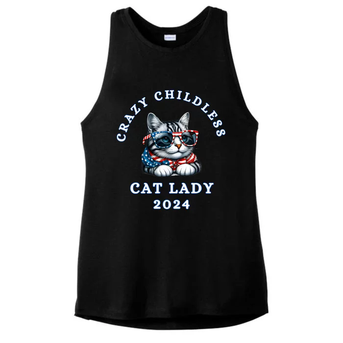 Funny Childless Crazy Cat Lady 2024 Crazy Cat Lady Funny Ladies Tri-Blend Wicking Tank