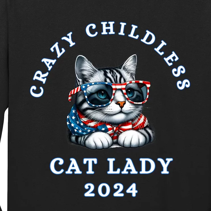 Funny Childless Crazy Cat Lady 2024 Crazy Cat Lady Funny Long Sleeve Shirt