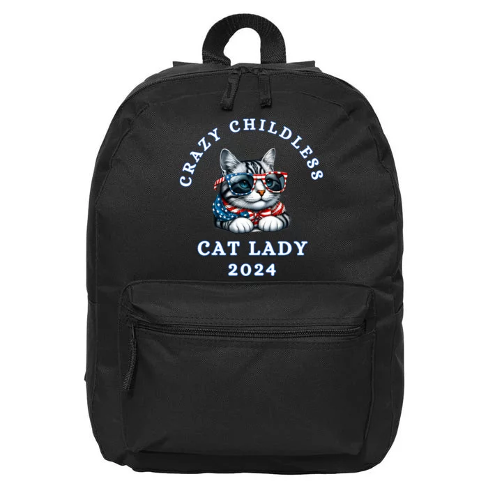 Funny Childless Crazy Cat Lady 2024 Crazy Cat Lady Funny 16 in Basic Backpack