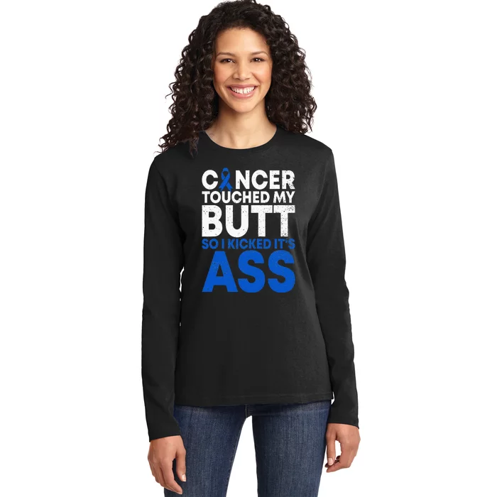 Funny Colon Cancer Survivor Cancer Awareness Ribbon Ladies Long Sleeve Shirt