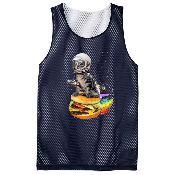 Funny Catronaut Cat Astronaut In Space Hamburger Astrocat Mesh Reversible Basketball Jersey Tank