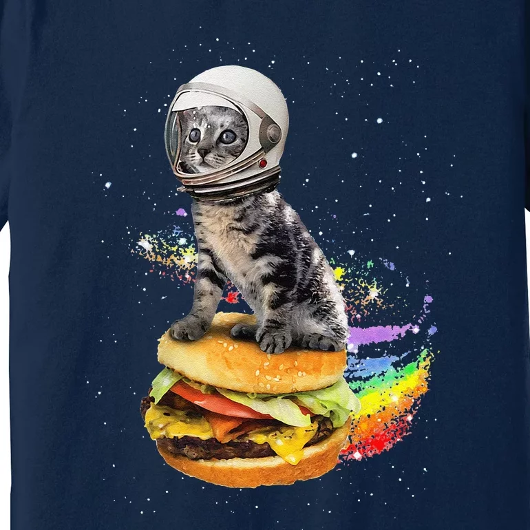 Funny Catronaut Cat Astronaut In Space Hamburger Astrocat Premium T-Shirt