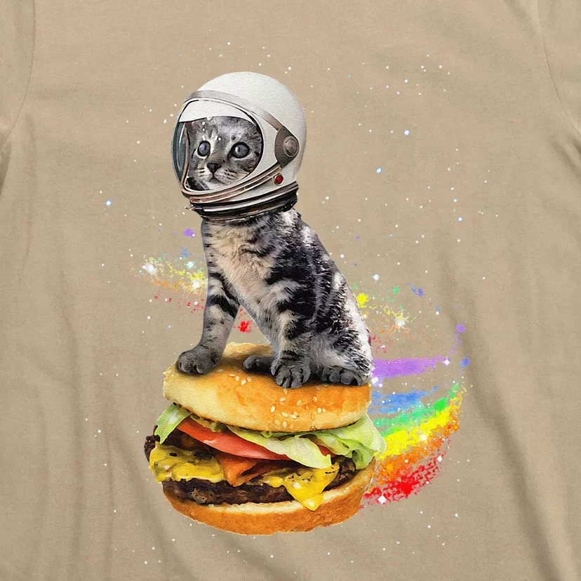 Funny Catronaut Cat Astronaut In Space Hamburger Astrocat T-Shirt