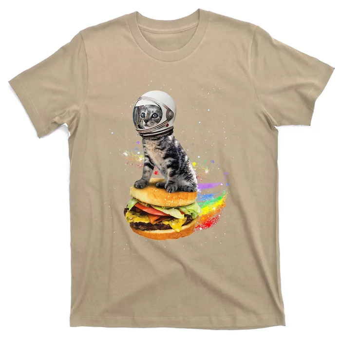 Funny Catronaut Cat Astronaut In Space Hamburger Astrocat T-Shirt