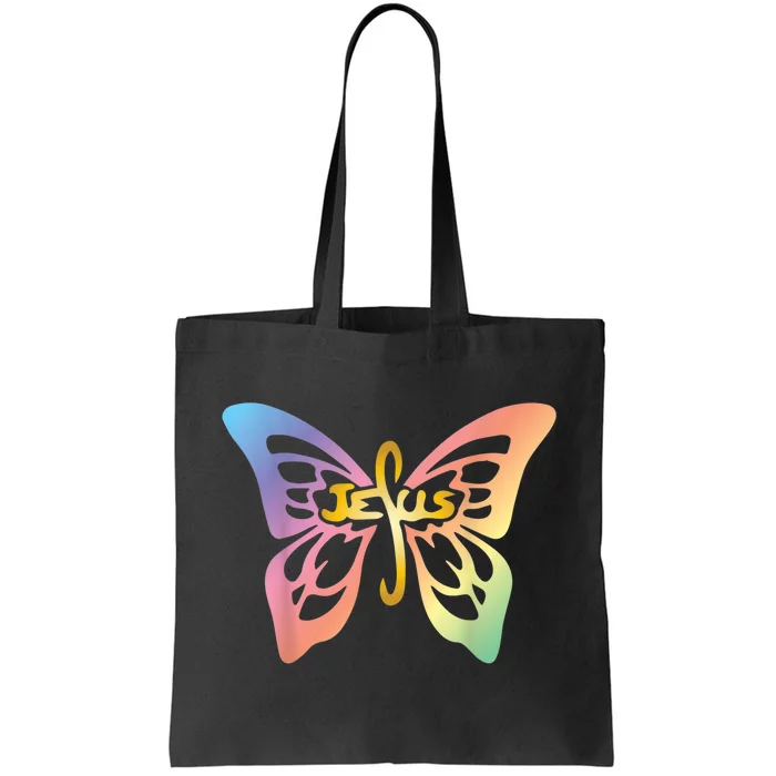 Faith Cross Christian Butterfly Words Jesus Inspirational Tote Bag