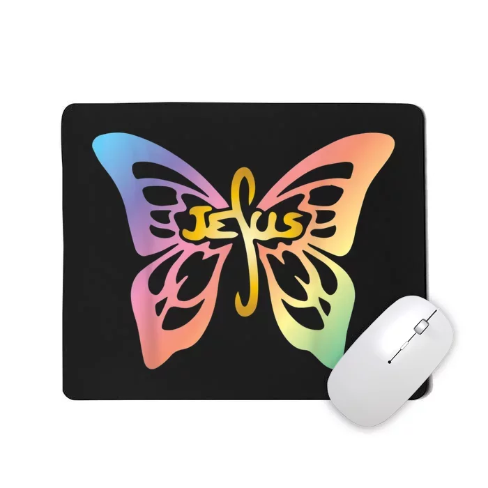 Faith Cross Christian Butterfly Words Jesus Inspirational Mousepad