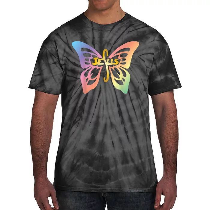 Faith Cross Christian Butterfly Words Jesus Inspirational Tie-Dye T-Shirt